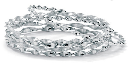 Silvertone Metal 5-Piece Twisted Bracelets