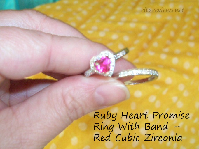 Ruby Heart Promise Ring With Band – Red Cubic Zirconia