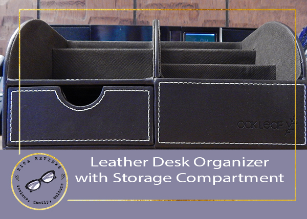 Leather Desk Organizer with Storage Compartment