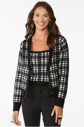 Houndstooth Cardigan Sweater