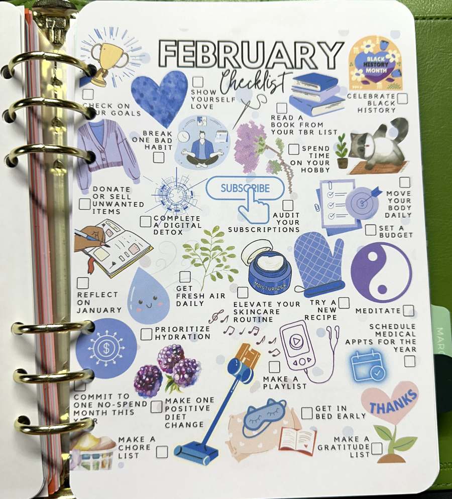 2025 Feb Checklist in Binder