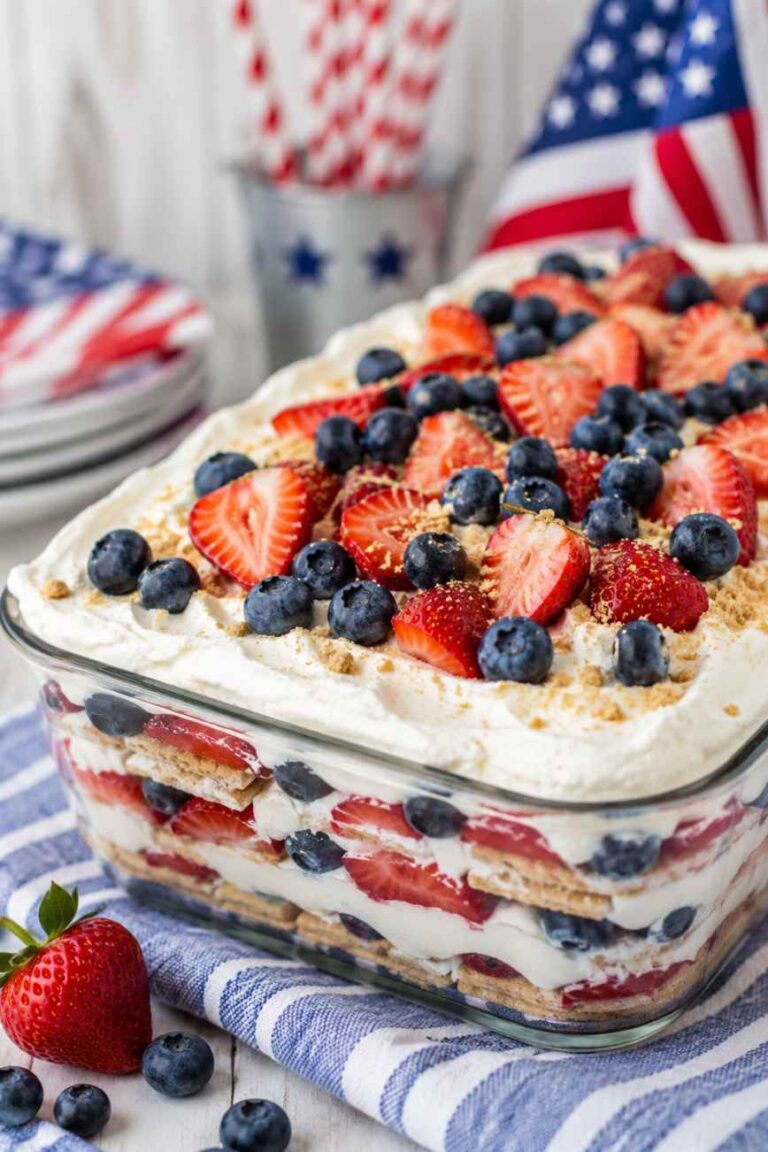 Red, White & Blue Berry Icebox Cake