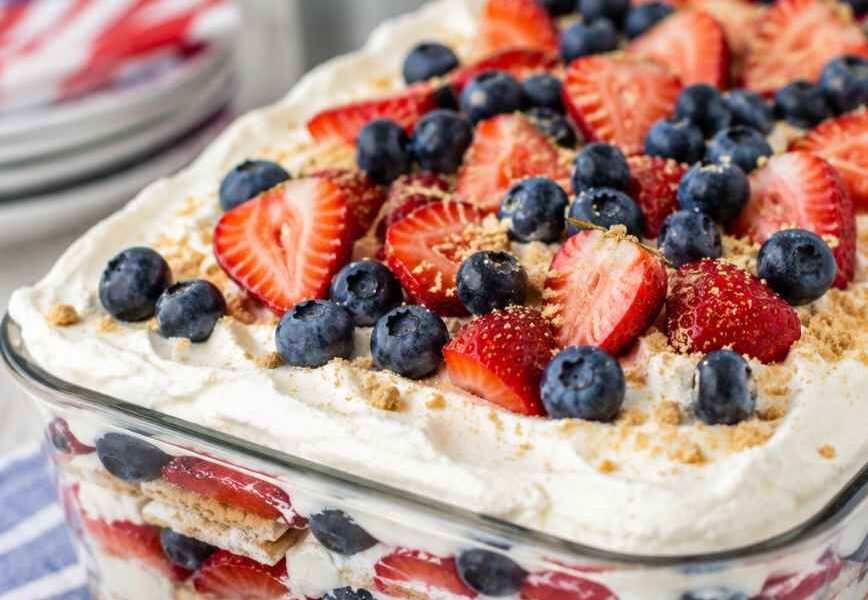 Red, White & Blue Berry Icebox Cake