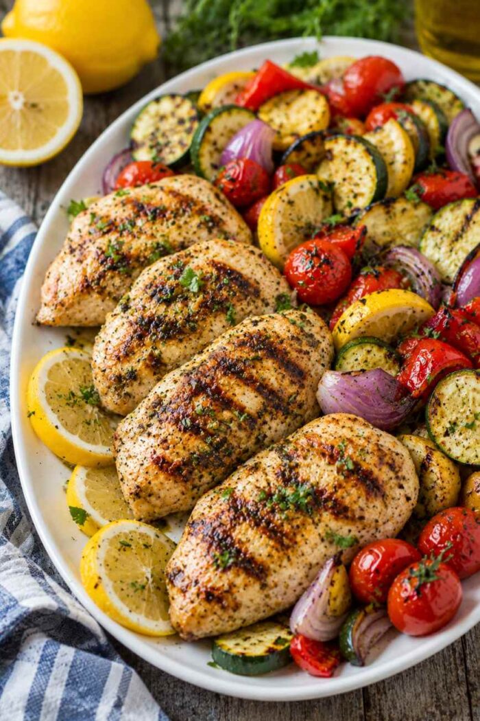 Lemon Herb Grilled Chicken with Summer Vegetables