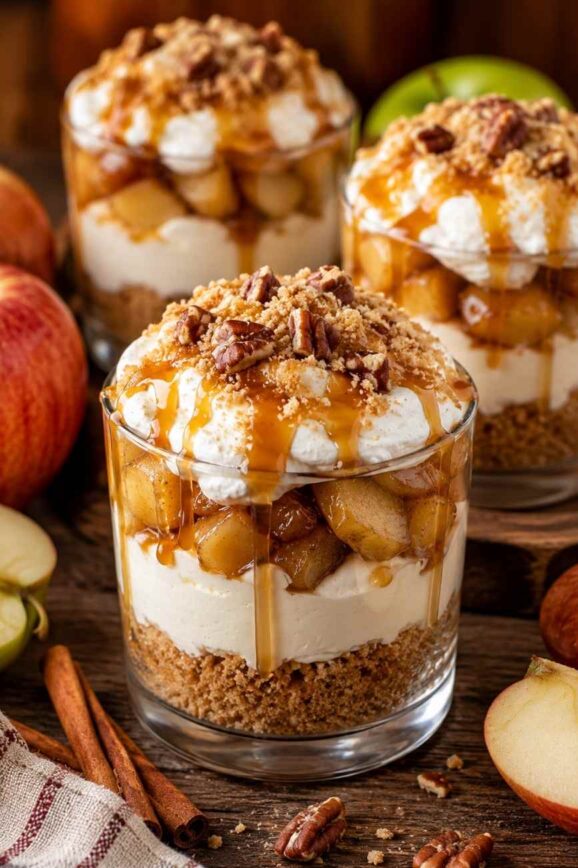 Caramel Apple Cheesecake Dessert Cups